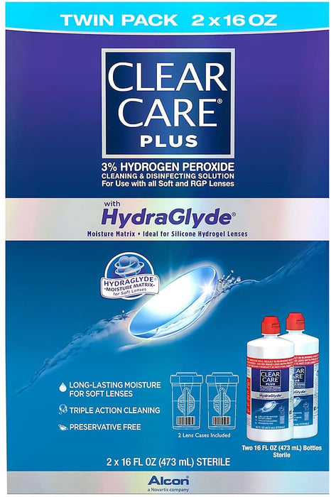 Clear Care Plus HydraGlyde Cleaning & Sanitizing Solution For Lens , 2 x 16 oz
