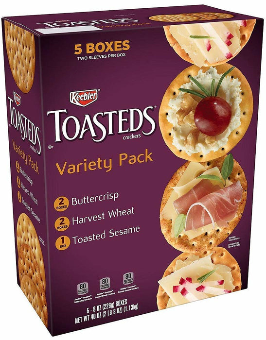 Kellogg's Toasteds Crackers, Variety Pack , 5 x 8 oz