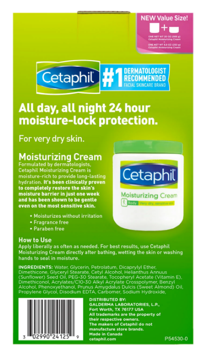 Cetaphil Moisturizing Cream, Value Pack, 28.8 oz