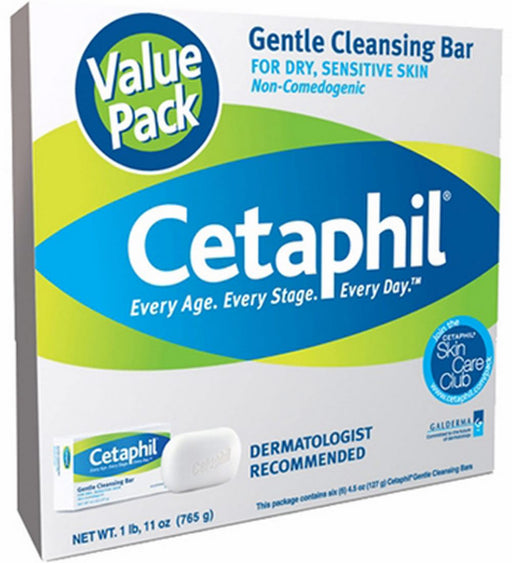 Cetaphil Gentle Cleansing Bar for Dry, Sensitive Skin, 6 ct