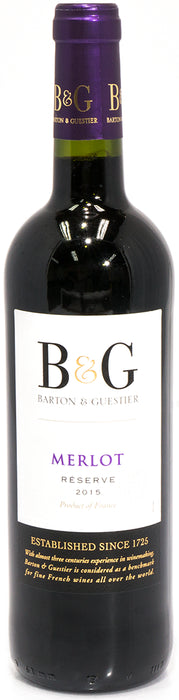 B&G Barton & Guestier Merlot Wine, Reserve 2015, France, 750 ml
