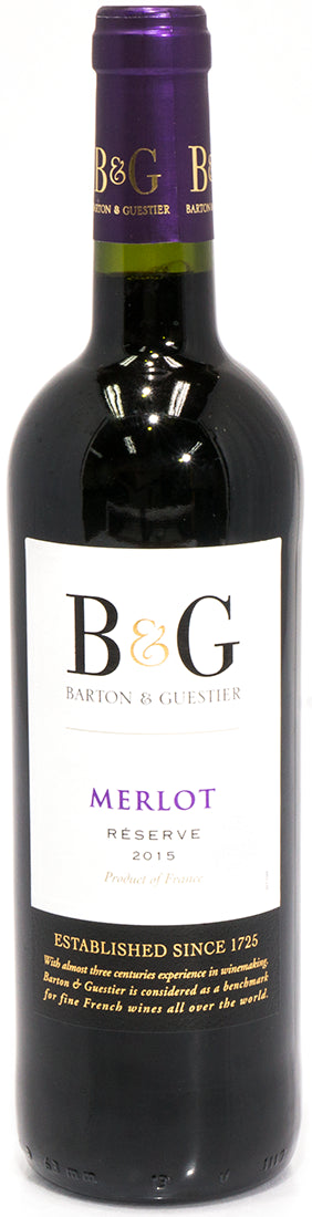 B&G Barton & Guestier Merlot Wine, Reserve 2015, France, 750 ml