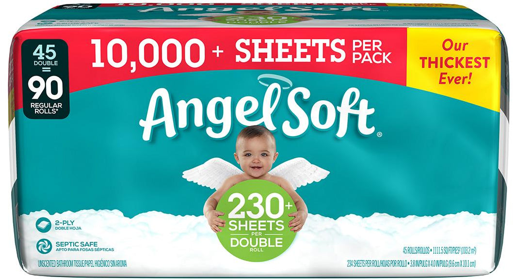 Angel Soft 2-Ply Double Rolls Toilet Paper, 45 ct