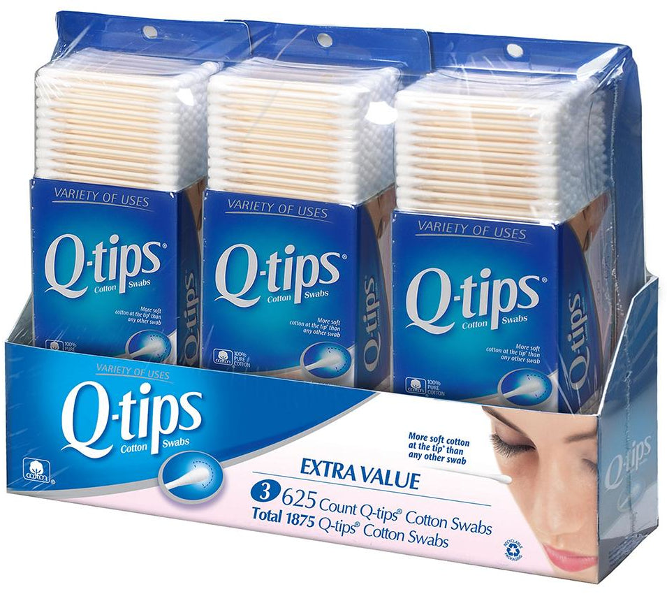 Q-tips Cotton Swabs, Value Pack, 3 x 625 ct