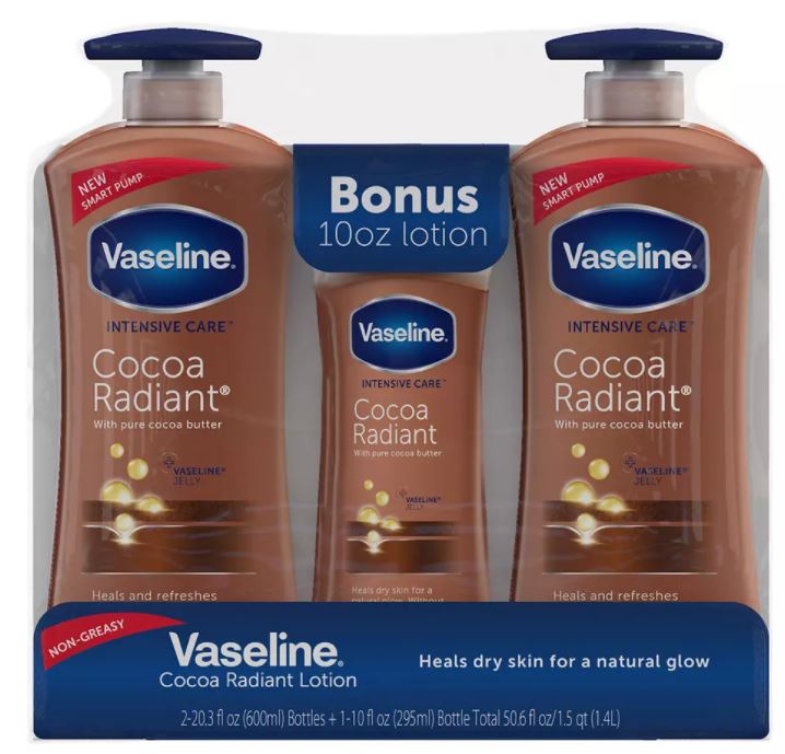 Vaseline Intensive Repair Cocoa Radiant Body Lotion, 3-Pack, 50.6 oz