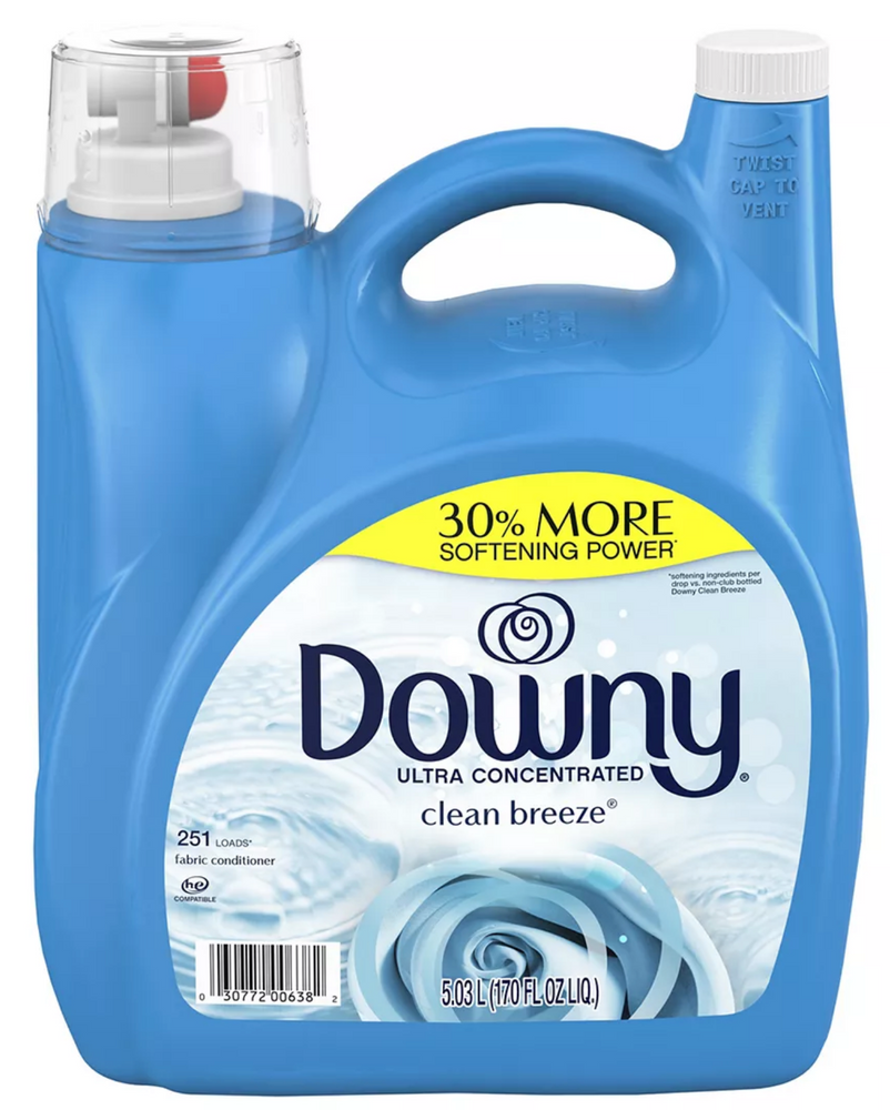 Downy Ultra Concentrated Liquid Fabric Softener, Clean Breeze Scent, 251 Loads , 170 oz