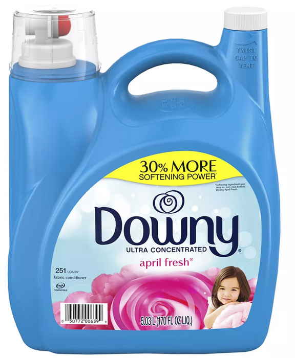 Downy Ultra Concentrated Liquid Fabric Softener, April Fresh Scent, 251 Loads , 170 oz