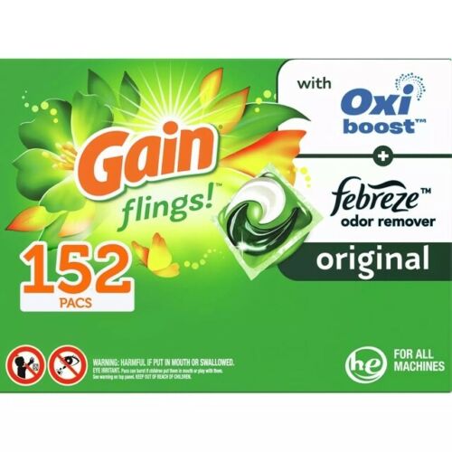 Gain Flings With Oxi Boost & Febreze Original Laundry Detergent Pacs, 152 ct