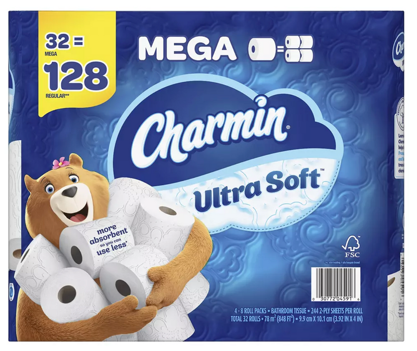 Charmin Ultra Soft Toilet Paper Mega Rolls, 32 ct