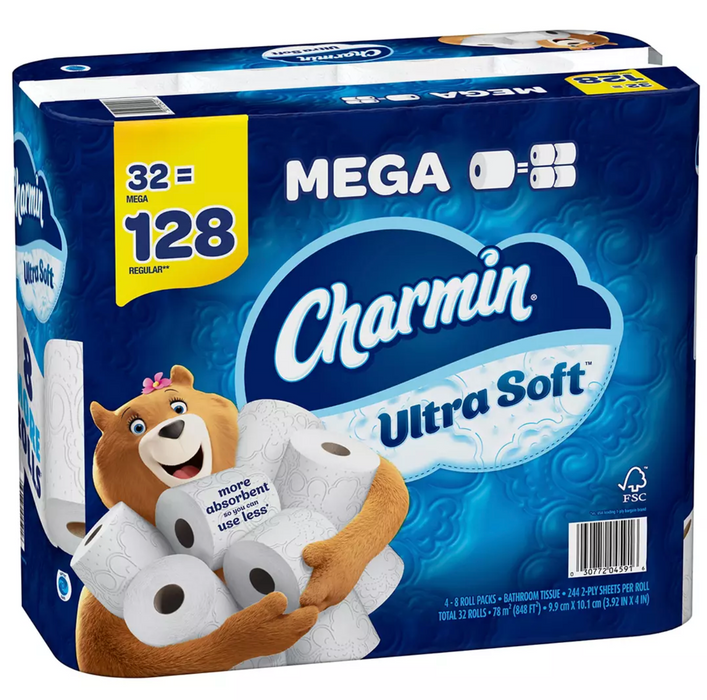 Charmin Ultra Soft Toilet Paper Mega Rolls, 32 ct