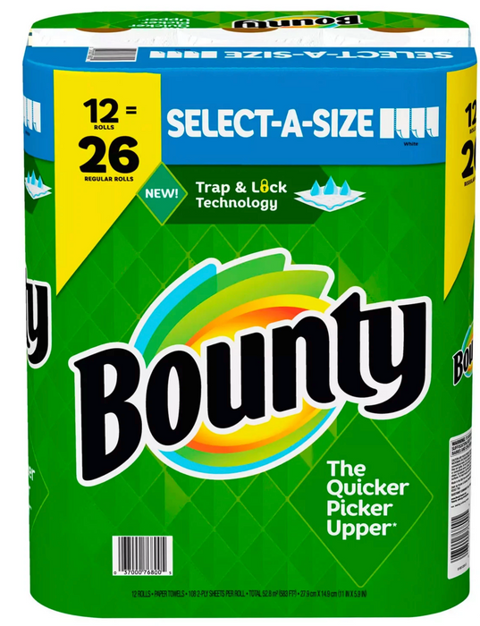 Bounty Select-A-Size Paper Towels, 108 2-Ply , 12 ct