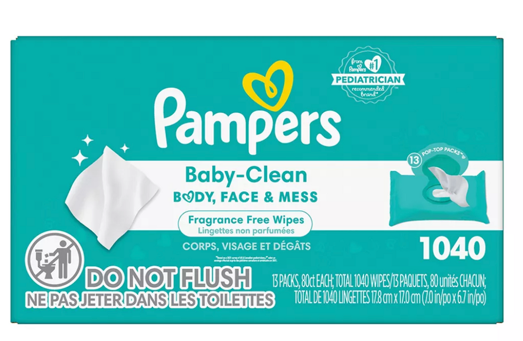 Pampers Baby Clean Fresh Scented Wipes, 1040 ct