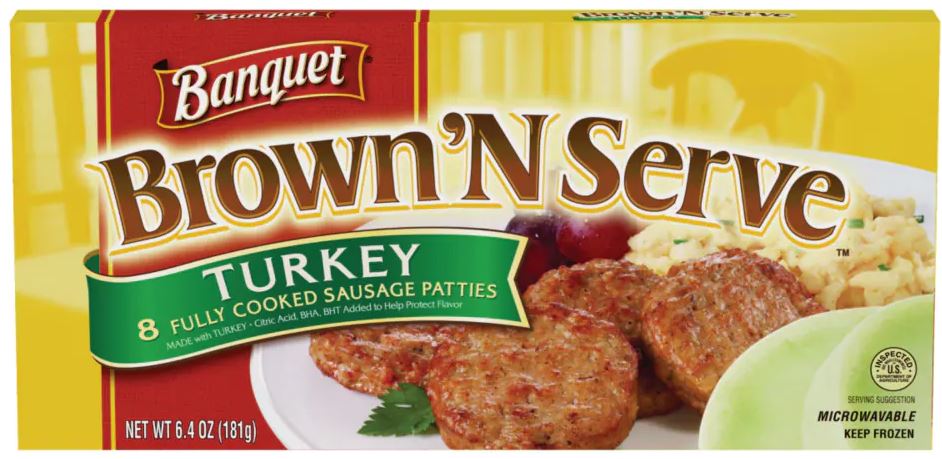 Banquet Brown 'N Serve Turkey Fully Cooked Sausage Patties , 6.4 oz