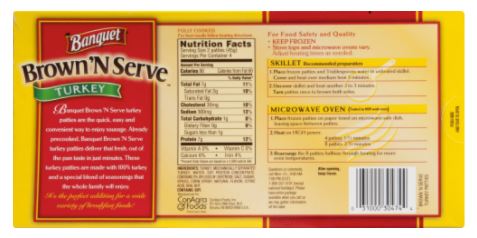 Banquet Brown 'N Serve Turkey Fully Cooked Sausage Patties , 6.4 oz