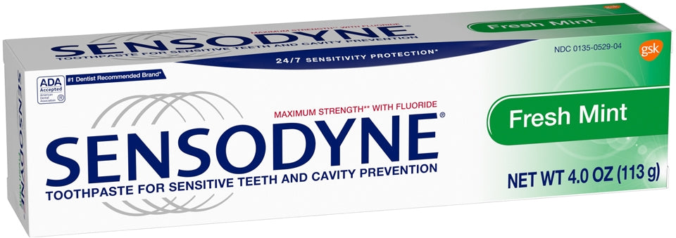 Sensodyne Toothpaste for Sensitive Teeth and Cavity Protection, Fresh Mint, 4 oz