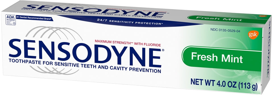 Sensodyne Toothpaste for Sensitive Teeth and Cavity Protection, Fresh Mint, 4 oz