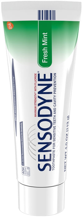 Sensodyne Toothpaste for Sensitive Teeth and Cavity Protection, Fresh Mint, 4 oz