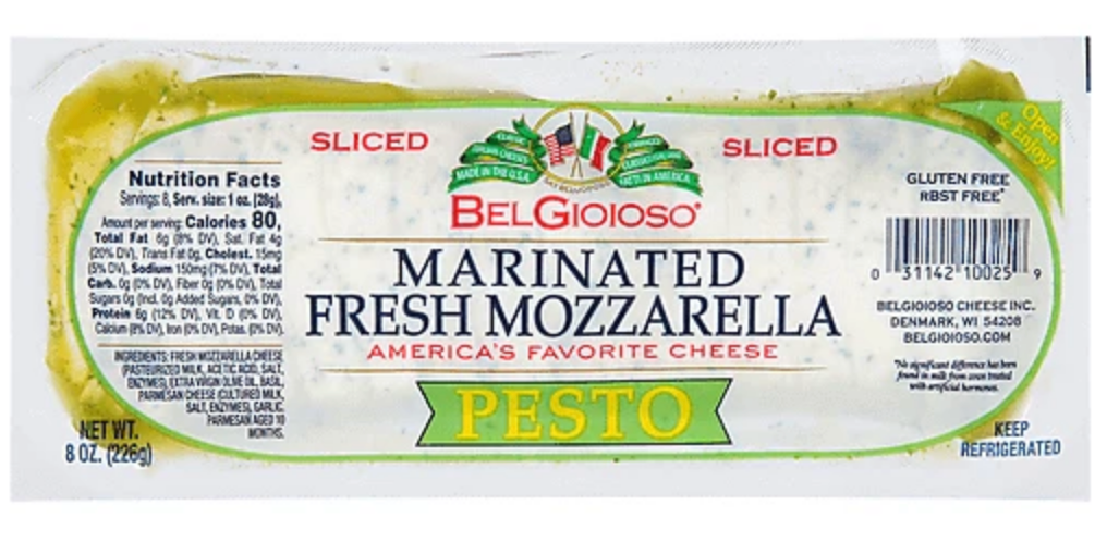 Belgioison Marinated Fresh Pesto Mozzarella Cheese, 2-Pack , 2 x 8 oz