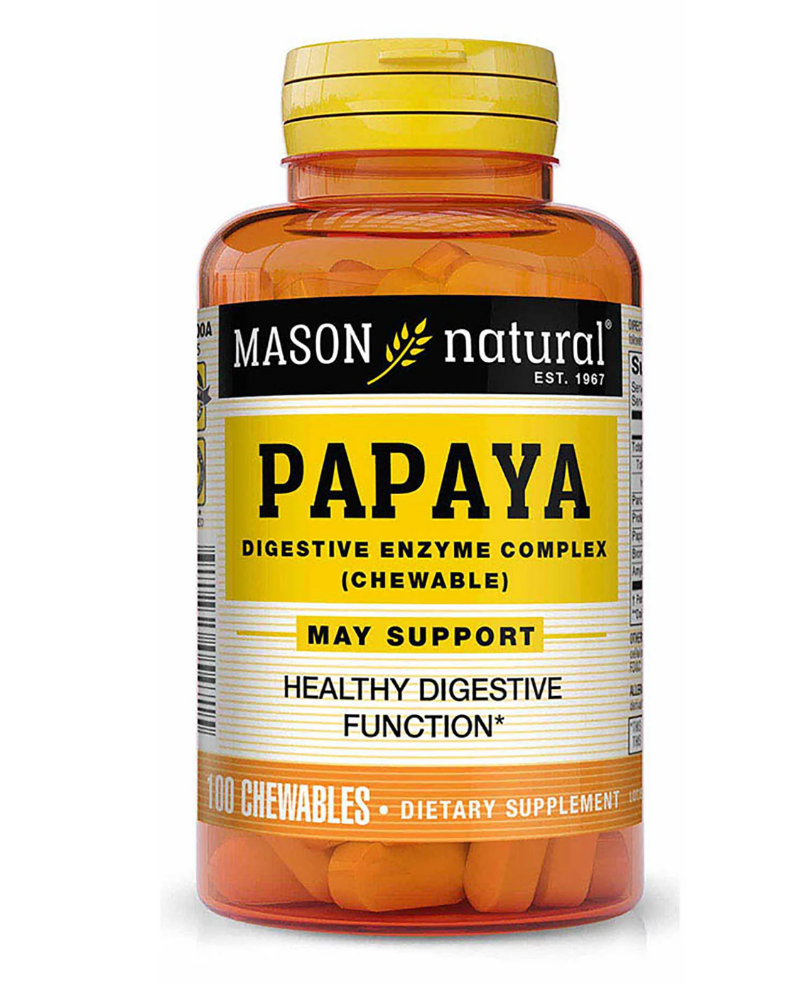 Mason Natural Papaya Digestive Enzyme Complex Chewable Vitamins , 100