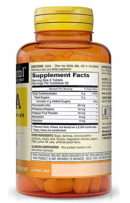 Mason Natural Papaya Digestive Enzyme Complex Chewable Vitamins , 100 ct