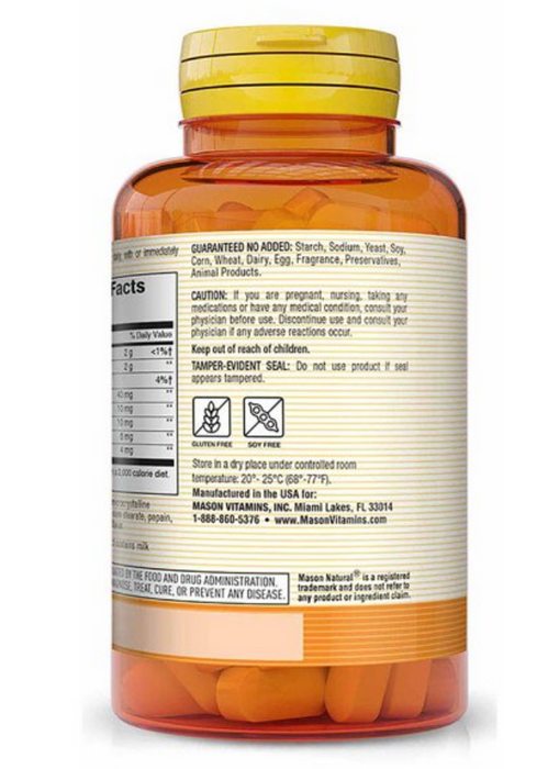 Mason Natural Papaya Digestive Enzyme Complex Chewable Vitamins , 100 ct