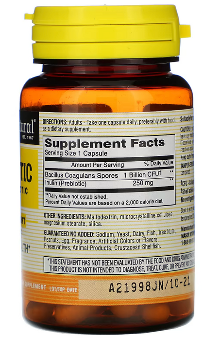 Mason Natural Probiotic With Prebiotic Vitamin Capsules , 40 ct