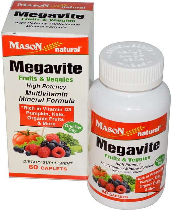 Mason Natural  Megavite Fruits & Veggies High potency Multivitamin & Mineral Formula Capsules, 60 ct