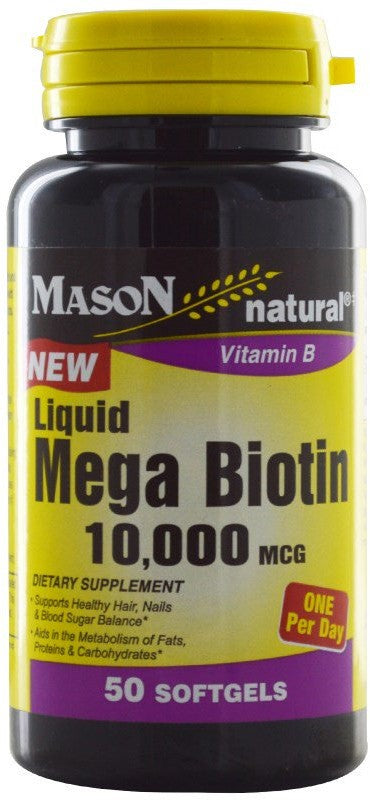 Mason Mega Biotin 10000 mcg Liquid Softgels , 50 ct