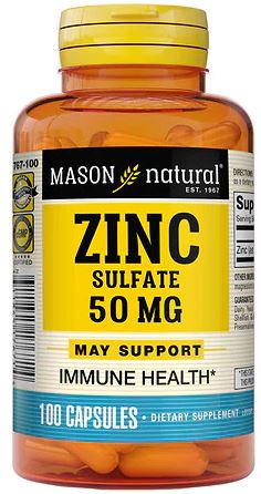 Mason Natural Zinc Sulfate Vitamins, 50 mg , 100 ct