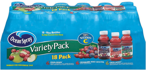 Ocean Spray Juice Beverage Variety Pack, 18 x 10 oz