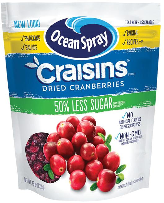 Ocean Spray Craisins Reduced Sugar Dried Cranberries , 43 oz