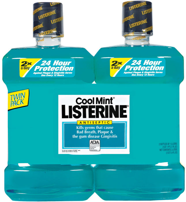 Listerine Cool Mint Antiseptic Mouthwash, 2 x 1.5 L