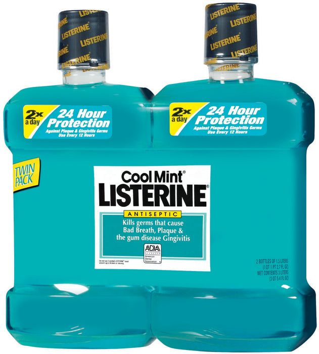 Listerine Cool Mint Antiseptic Mouthwash, 2 x 1.5 L