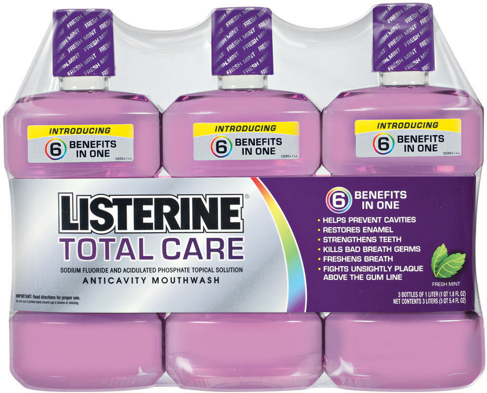 Listerine Total Care Anticavity Mouthwash, 3 x 1 L
