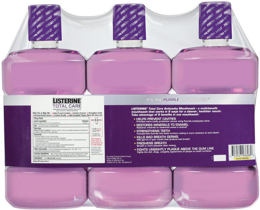 Listerine Total Care Anticavity Mouthwash, 3 x 1 L