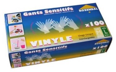 Rozenbal Vinyl Gloves, Size M, 100 ct