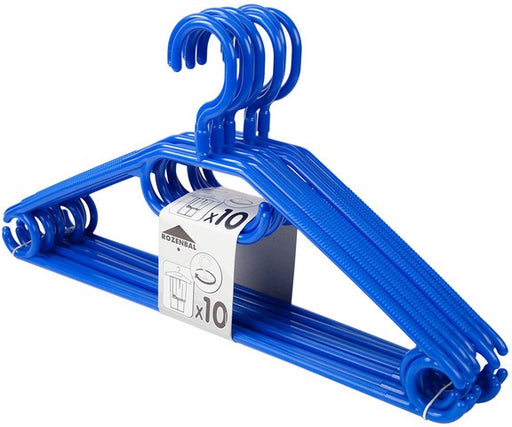 Rozenbal Plastic Hangers, Blue, 10 ct