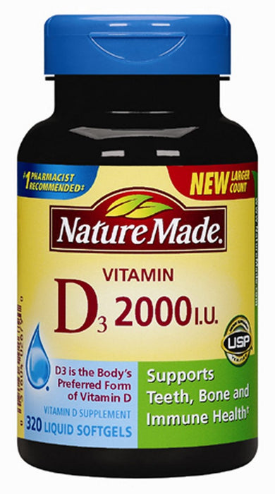 Nature Made Vitamin D3 Softgels, 2000 IU, 320 ct