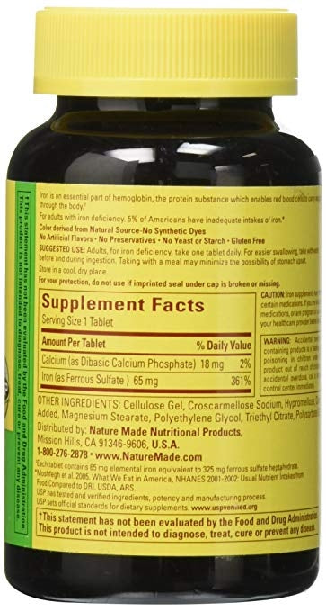 Nature Made Iron 65mg , 365 ct