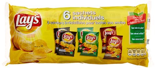 Lay's Potato Chips Variety 6-Pack, Barbecue, Bolognaise & Roast Chicken, 6 x 27.5 gr