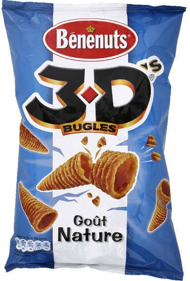 Benenuts 3D Bugles Corn Snacks, Natural, 150 gr