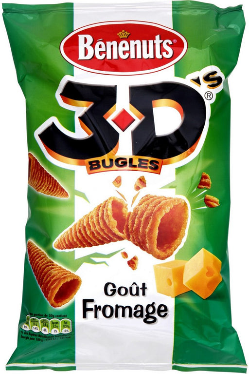 Benenuts 3D Bugles Corn Snacks, Cheese, 150 gr