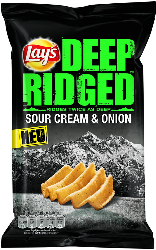 Lay's Deep Rigged Potato Chips, Sour Cream & Onion, 120 gr