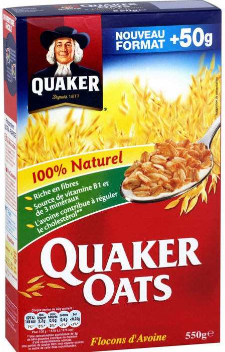 Quaker Oats 100% Natural Rolled Oats , 550 gr