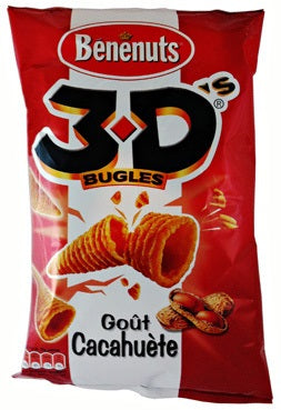 Benenuts 3D Bugles Corn Snacks, Peanut, 150 gr