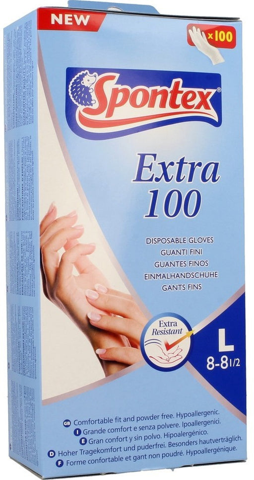 Spontex Disposable Gloves, Size L, 100 ct