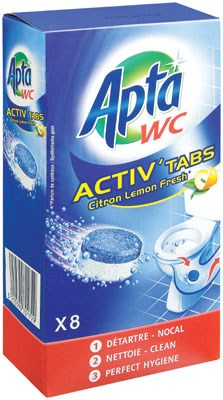 Apta WC Activ Tabs, Lemon Fresh, 8 ct