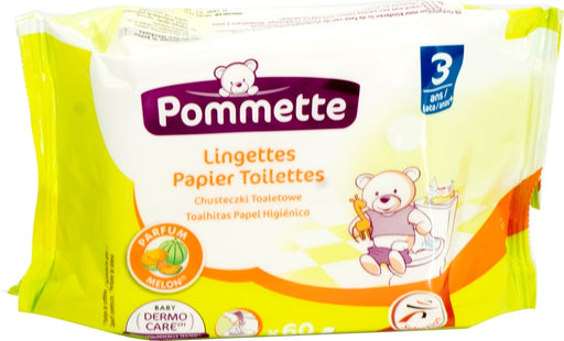 Pommette Flushable Wipes, Melon Scent, 3 yrs +, 60 ct