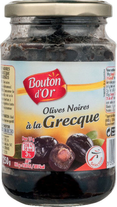 Bouton d' Or Black Greek Olives , 250 gr