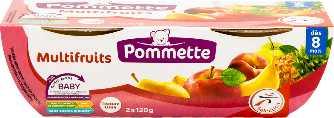 Pommette Multifruit Compote, 8 Months, 2 x 120 gr